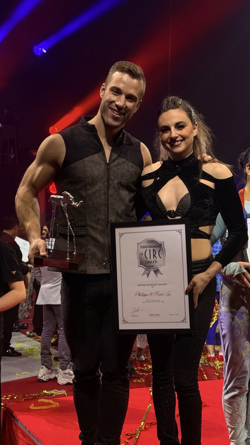 Philippe and Marie-Lee with their Silver Elephant award in Girona